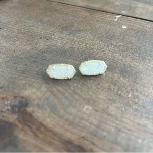 Kendra Scott White Druzy Gold-Trim Stud Earrings